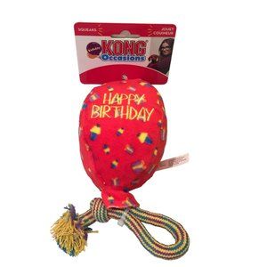KONG OCCASIONS Happy Birthday Balloon Rope Squeak Plush Dog Toy